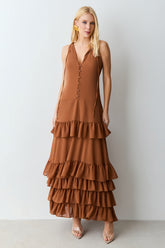 VESTIDO MIDI BABADOS BARRA COM AMARRACAO FRONTAL COLEÇÃO VERÃO 27