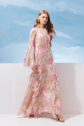 VESTIDO LONGO MANGA SINO BABADO COLEÇÃO VERÃO 27