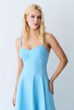 VESTIDO MIDI DRAPEADOS BUSTO E RECORTES PESPONTADOS COLEÇÃO VERÃO 27