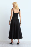 VESTIDO MIDI RECORTE V BUSTO E PREGAS NA SAIA COLEÇÃO INVERNO 26