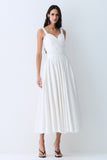 VESTIDO MIDI DETALHE DECOTE E ALCA COM PREGAS SAIA COLEÇÃO VERÃO 27