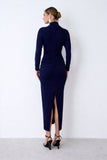 VESTIDO MIDI GOLA ALTA FRANZIDOS LATERAIS E COSTAS COLEÇÃO INVERNO 26