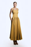 VESTIDO MIDI ESTRUTURADO COS LARGO DECOTE RETO COLEÇÃO INVERNO 26