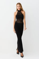 VESTIDO MIDI FRANZIDOS CINTURA CORPO EM RENDA E GOLA COLEÇÃO INVERNO 26