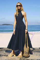 VESTIDO MIDI GOLA MEDIA FRENTE UNICA COM AMARRACAO COLEÇÃO VERÃO 27