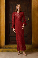 VESTIDO MIDI GUIPÚRE FLOR COLEÇÃO INVERNO 26