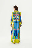 VESTIDO LONGO DE SEDA COM ESTAMPA GEOMETRICA ZEUGMA COLEÇÃO VERÃO 26