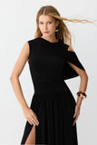 VESTIDO MIDI SOBREPOSICAO FLUIDA COM FRANZIDOS CORPO COLEÇÃO INVERNO 26