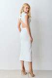 VESTIDO MIDI ABERTURA E TORCAO COSTAS GOLA MEDIA COLEÇÃO VERÃO 27