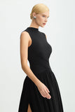 VESTIDO MIDI SAIA BALONE COM TRANSPASSE E ABERTURA COLEÇÃO INVERNO 26