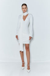 VESTIDO CURTO FRANZIDO NO QUADRIL COM FAIXA COLEÇÃO INVERNO 24