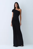 VESTIDO LONGO FRANZIDOS DETALHE FRONTAL UM OMBRO SO COLEÇÃO VERÃO 27