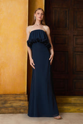 VESTIDO LONGO BABADO FRUFRU DECOTE COLEÇÃO INVERNO 26