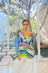 CAMISA DE SEDA OVERSIZED COM PADRÃO GEOMETRICO ZEUGMA COLEÇÃO VERÃO 26