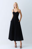 VESTIDO MIDI DRAPEADOS BUSTO E RECORTES PESPONTADOS COLEÇÃO VERÃO 27