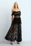 VESTIDO MIDI EM RENDA COM DETALHES ALCAS E DECOTE COLEÇÃO INVERNO 26