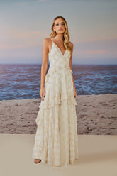 VESTIDO LONGO BETINA BABADOS COLEÇÃO ALTO VERÃO 25