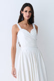 VESTIDO MIDI DETALHE DECOTE E ALCA COM PREGAS SAIA COLEÇÃO VERÃO 27