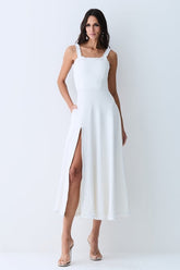 VESTIDO MIDI COM DETALHE AVIAMENTO BARRA E DECOTE COLEÇÃO VERÃO 27