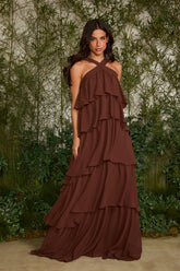 VESTIDO LONGO MARINA BABADOS COLEÇÃO VERÃO 27