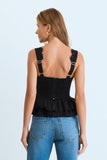BLUSA REGATA RENDA DECOTE E ALCAS BARRA ESTRUTURADA COLEÇÃO VERÃO 2