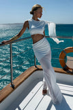 VESTIDO LONGO COM ABERTURA LATERAL E FAIXA FLUIDA COLEÇÃO VERÃO 27