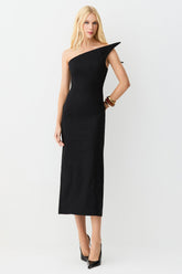 VESTIDO MIDI RECORTE ASSIMETRICO ESTRUTURADO DECOTE COLEÇÃO INVERNO 26
