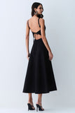 VESTIDO MIDI FRENTE UNICA AMARRACAO COSTAS SAIA AMPLA COLEÇÃO VERÃO 27