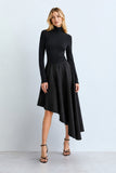 VESTIDO MIDI GOLA ALTA BARRA ASSIMETRICA ESTRUTURADA COLEÇÃO INVERNO 26