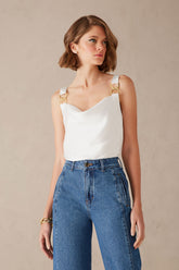 BLUSA CETIM DEGAGE ALÇA FIVELA COLEÇÃO INVERNO 22