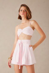 CONJUNTO DE SHORT CREPE PREGAS COM FAIXA E TOP CREPE NÓ COLEÇÃO INVERNO 22