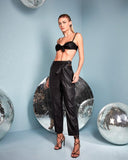 CONJUNTO DE CALÇA CUFF E TOP BUSTIER COURO COLEÇÃO INVERNO 22