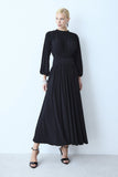 VESTIDO MIDI MANGAS BUFANTES COS LARGO BARRA FLUIDA COLEÇÃO INVERNO 26