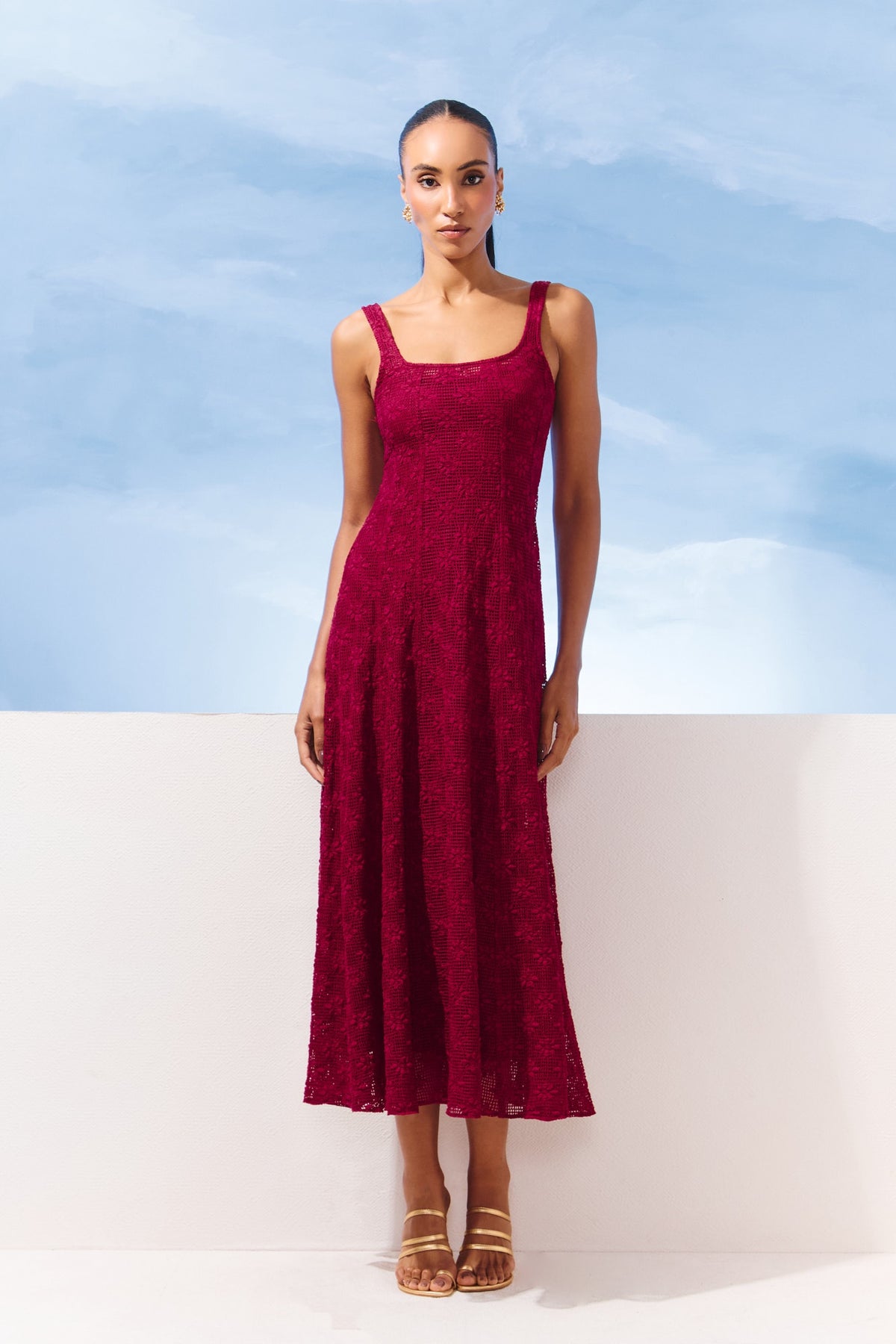 VESTIDO MIDI CLASSIC TELA FLOR COLEÇÃO VERÃO 27