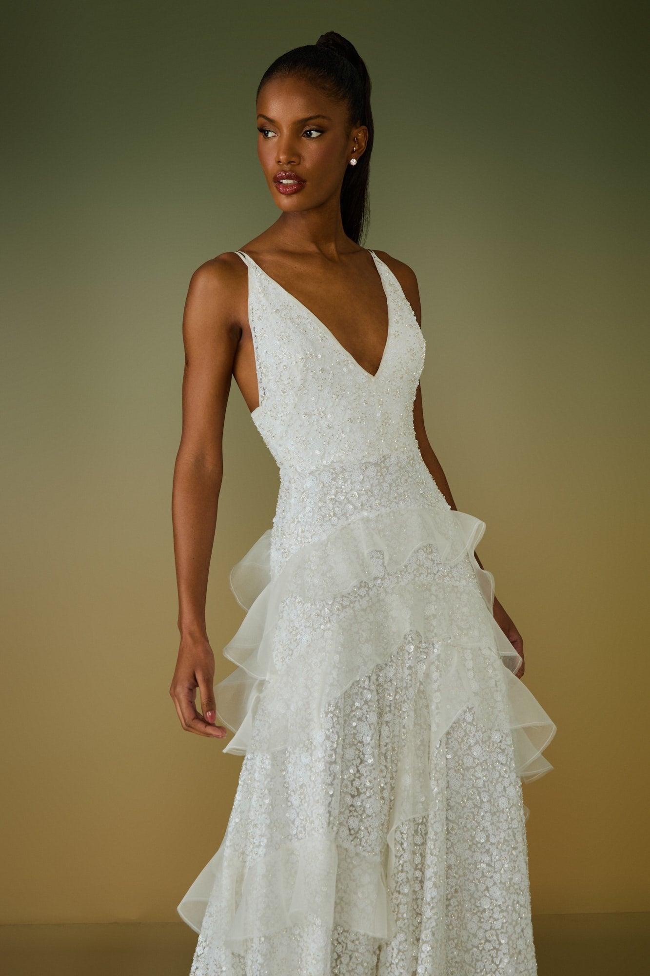 VESTIDO LONGO BEL BABADOS IRREGULARES COLEÇÃO ALTO VERÃO 26