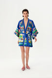 KIMONO CURTO DE SEDA COM PADRÃO GEOMETRICO ZEUGMA COLEÇÃO VERÃO 26