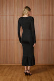 VESTIDO MIDI GIOVANA BABADO BARRA COLEÇÃO INVERNO 25
