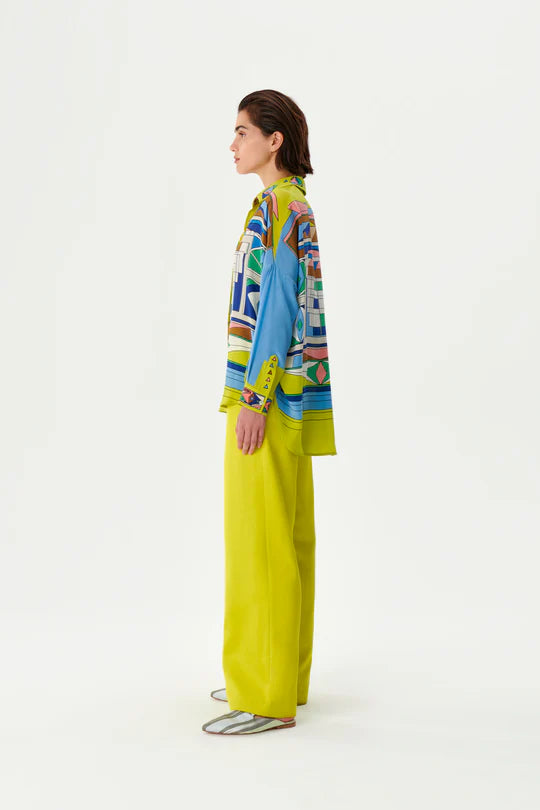 CAMISA DE SEDA OVERSIZED COM PADRÃO GEOMETRICO ZEUGMA COLEÇÃO VERÃO 26