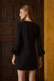 VESTIDO CURTO PUNHO FLOR COLEÇÃO INVERNO 26