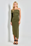 VESTIDO ASSIMETRICO FENDA LATERAL COLEÇÃO INVERNO 25