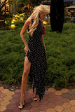 VESTIDO MIDI BARRA ASSIMETRICA COM GOLA MEDIA POA COLEÇÃO VERÃO 27
