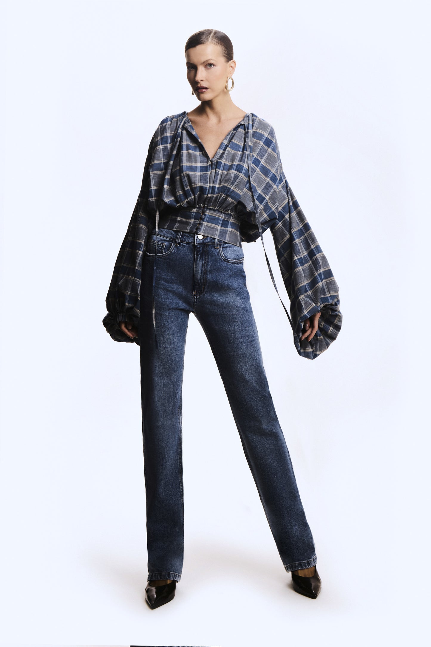 CAMISA MANGA COMPRIDA XADREZ MANGA AMPLA COLEÇÃO INVERNO 26