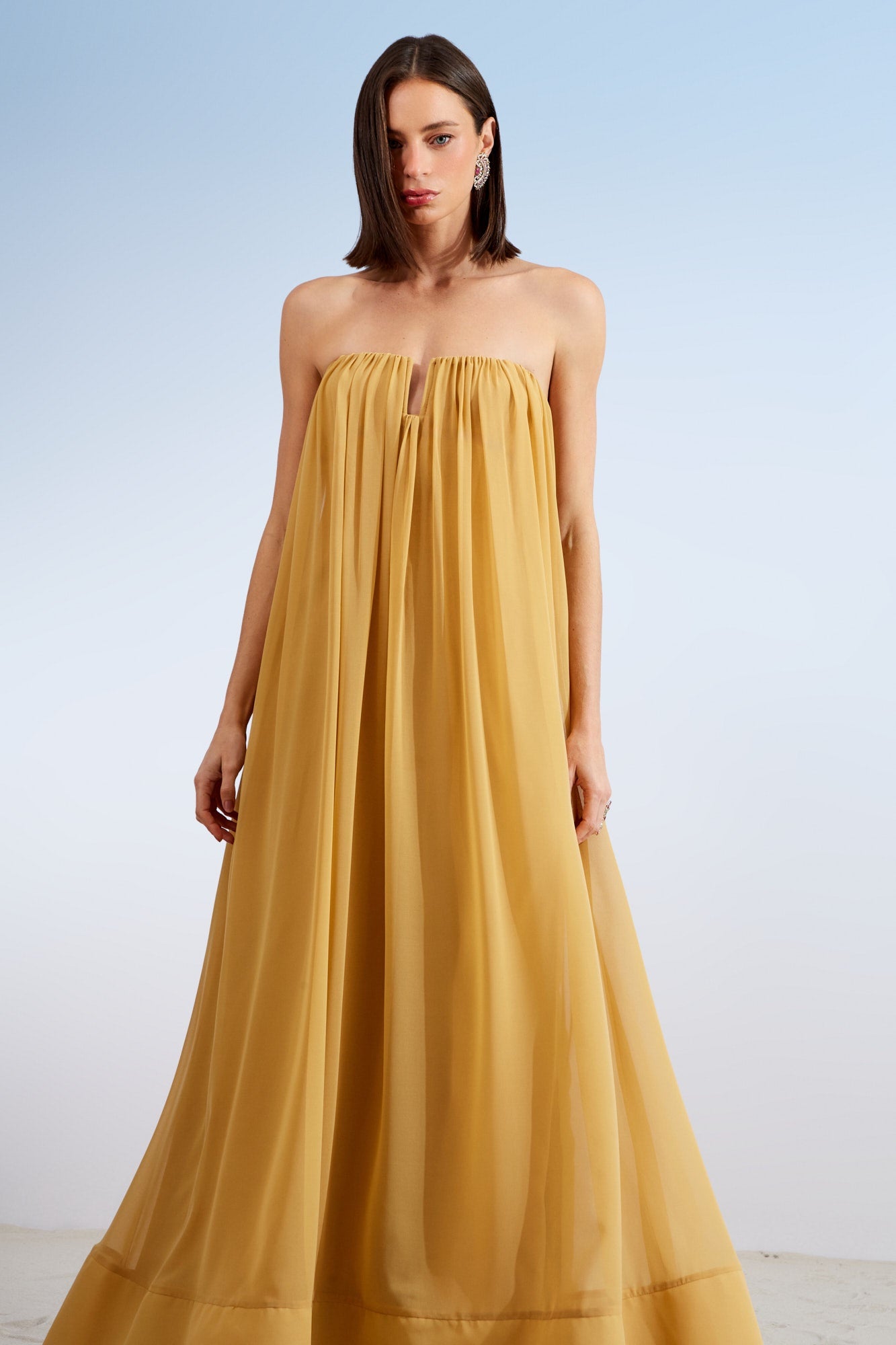 VESTIDO LONGO CAPA DETALHE DECOTE COLEÇÃO ALTO VERÃO 26