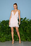 VESTIDO CURTO LAURA BABADOS DECOTE COLEÇÃO VERÃO 26