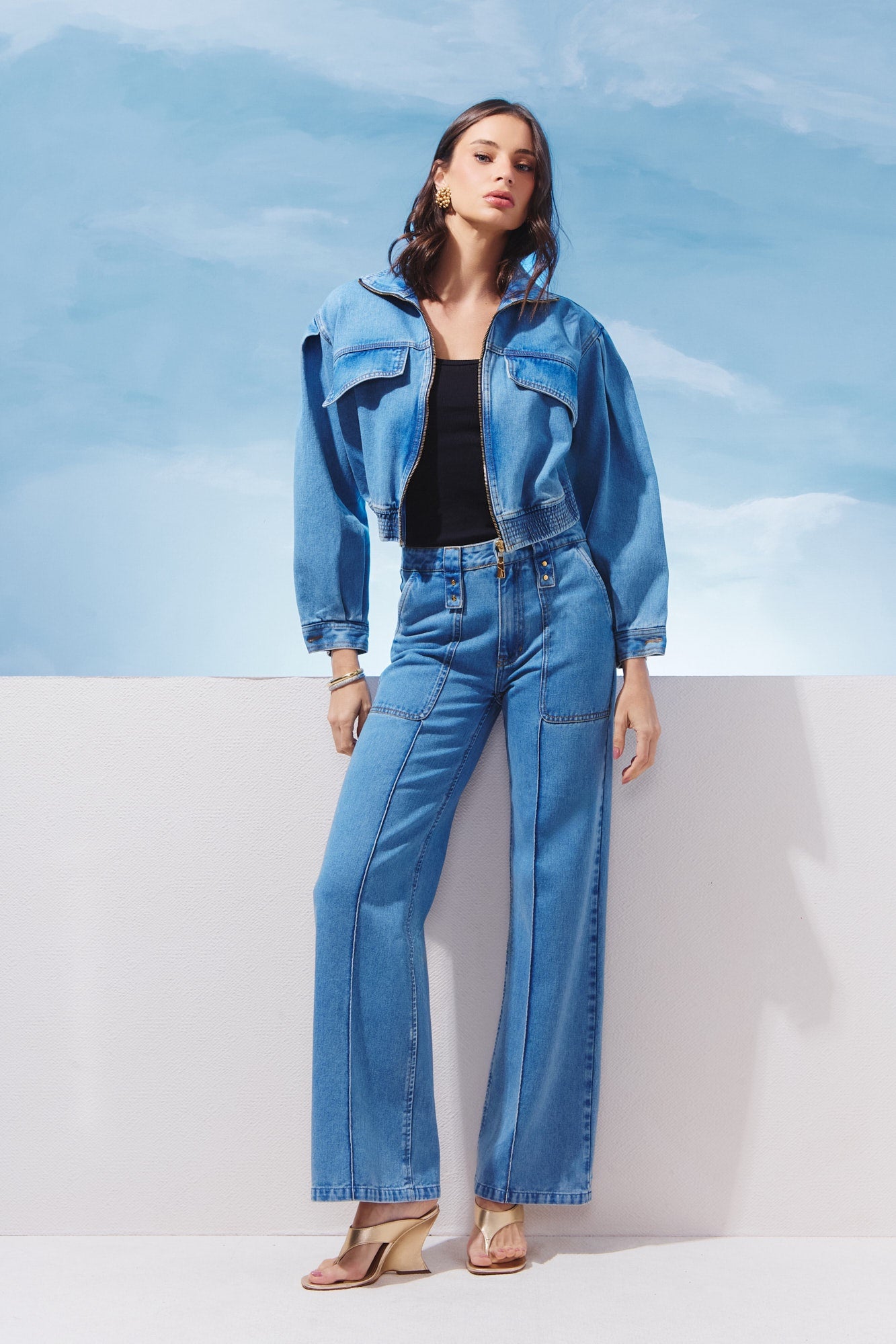 JAQUETA JEANS CROPPED PREGAS MANGA COLEÇÃO VERÃO 27