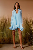 VESTIDO CURTO FRANZIDO BABADO COLEÃO VERÃO 26