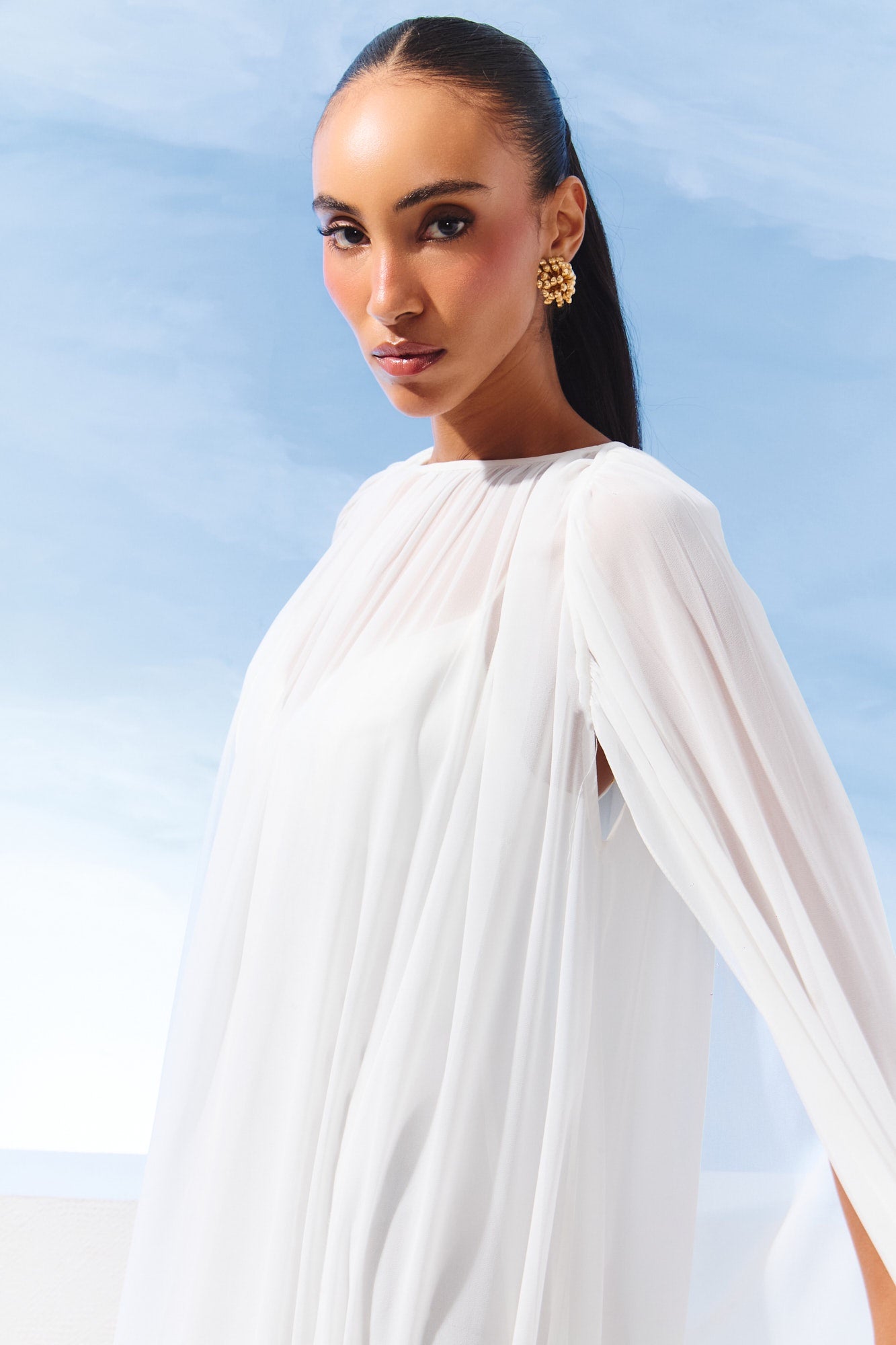 VESTIDO MIDI CAPA BABADO NUVEM COLEÇÃO VERÃO 27