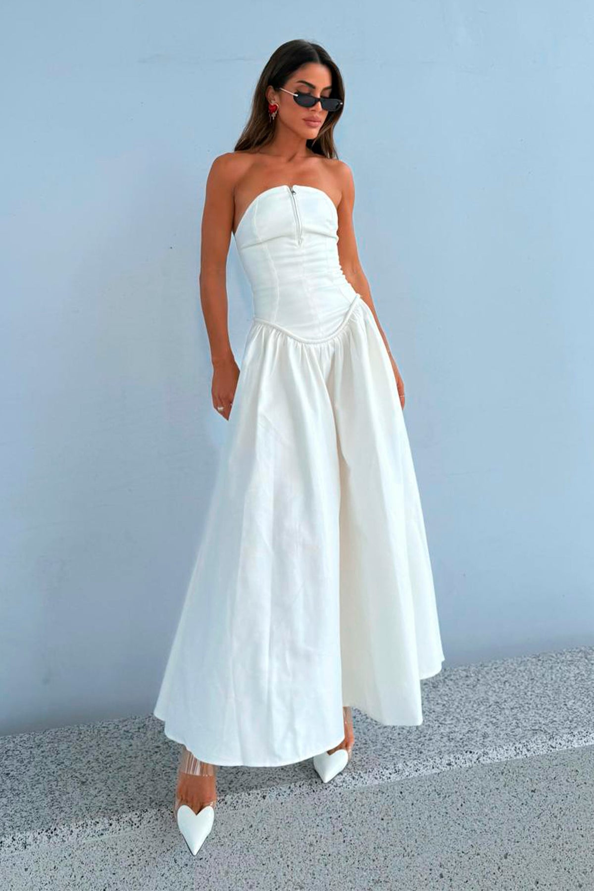 VESTIDO MIDI TOMARA QUE CAIA ZIPER DE METAL FRONTAL COLEÇÃO VERÃO 27