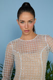 VESTIDO LONGO LAVINIA BORDADO MANGA COLEÇÃO VERÃO 26