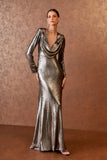 VESTIDO LONGO DECOTE COM DEGAGE COLEÇÃO INVERNO 25